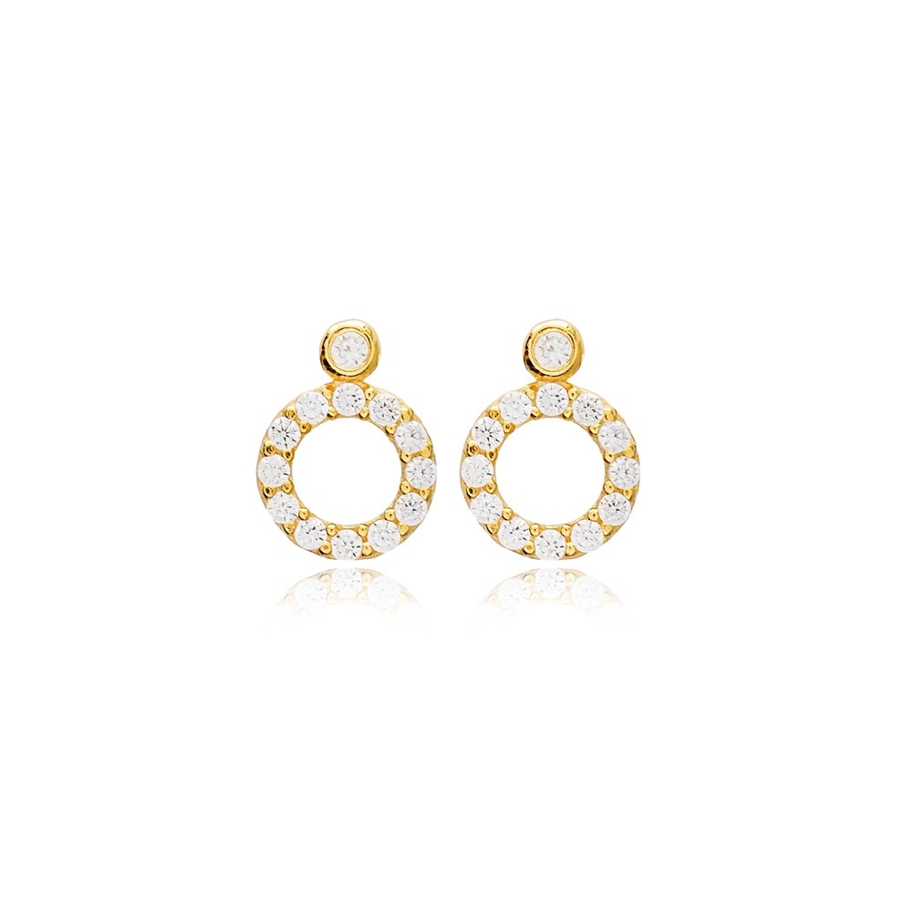 Delicate Round Geometric 925 Silver Stud Earrings - 1.45 g